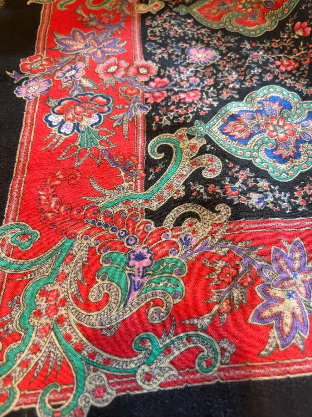 Specialty House 20th Century Vibrant Paisley & Floral Scarf - Made in Italy 35”